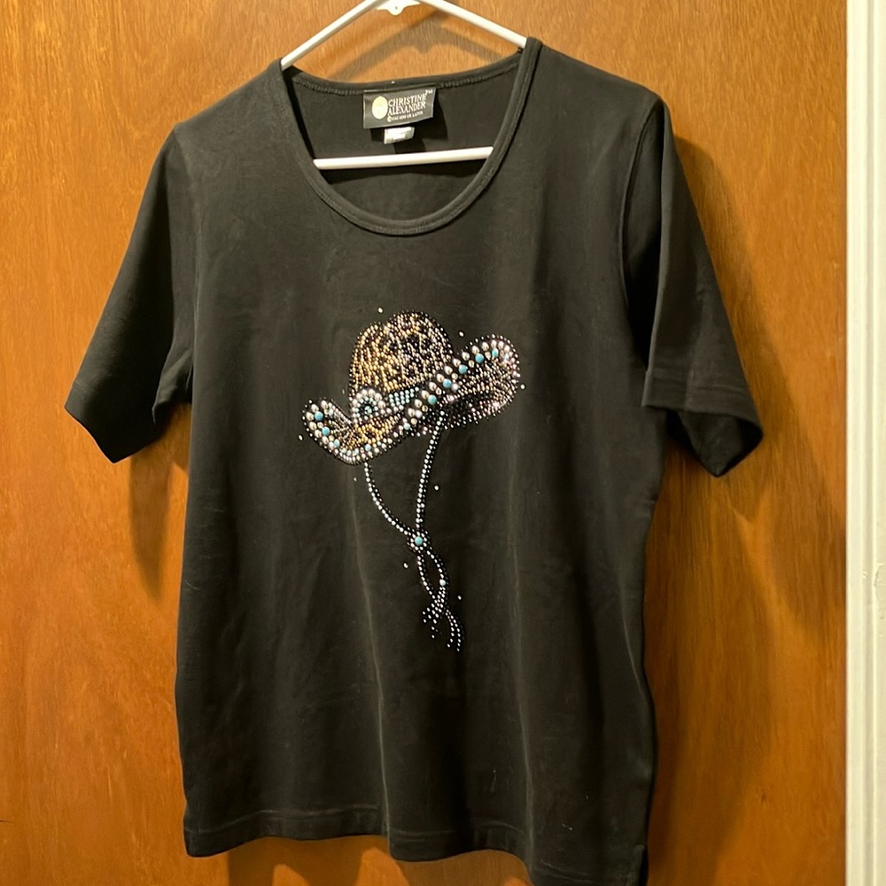 Christine Alexander black western embellished top